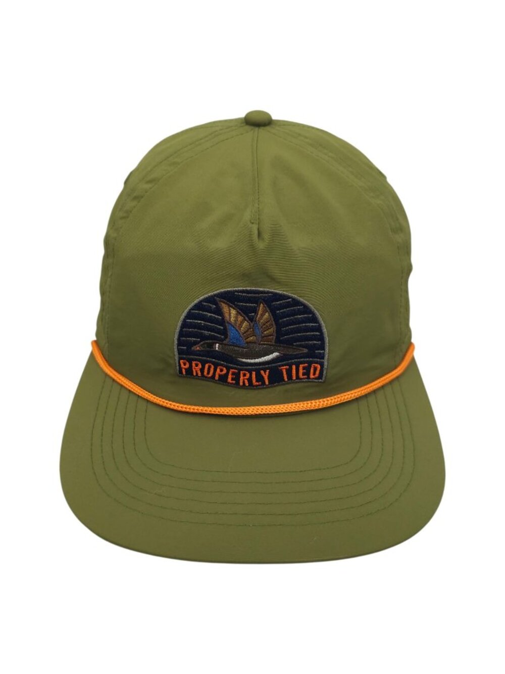 Properly Tied Rope Hat Olive Green Duck Patch Snapback Cap Hunting Outdoor Gorp